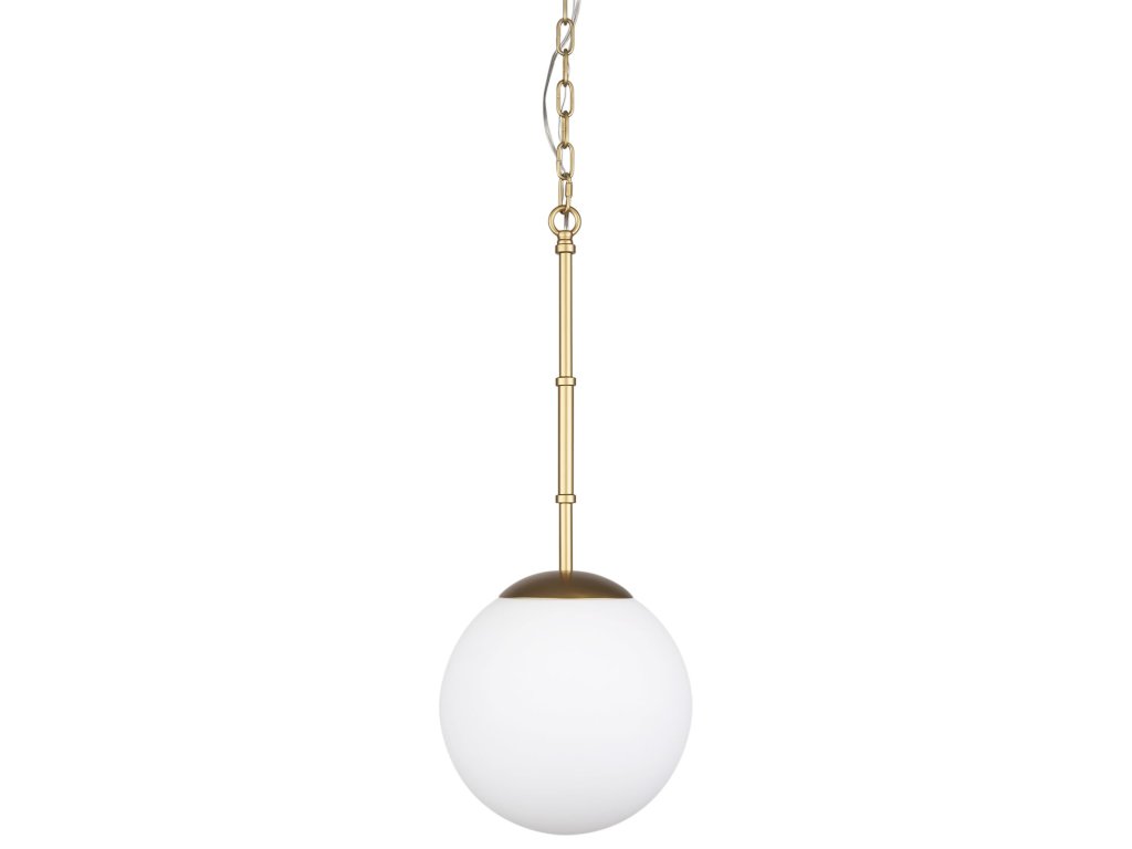 Brushed Gold Metal w/ Frosted Glass Globe 1-Light Pendant - main image
