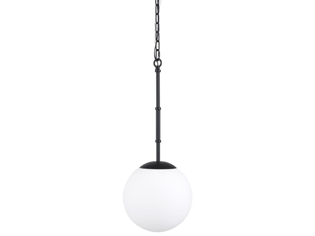 Matte Black Metal w/ Frosted Glass Globe 1-Light Pendant - main image