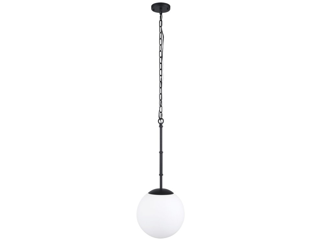 Matte Black Metal w/ Frosted Glass Globe 1-Light Pendant - image 2