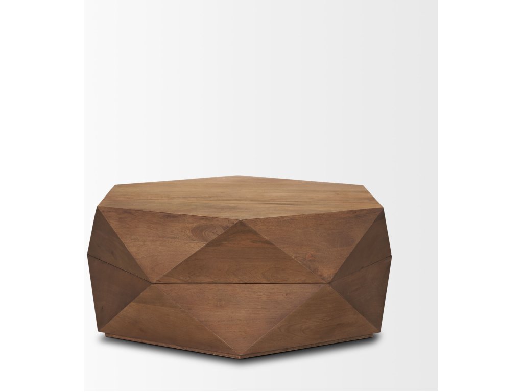 Hexagonal Hinged Solid Wood Top and Base Coffee Table - image 4