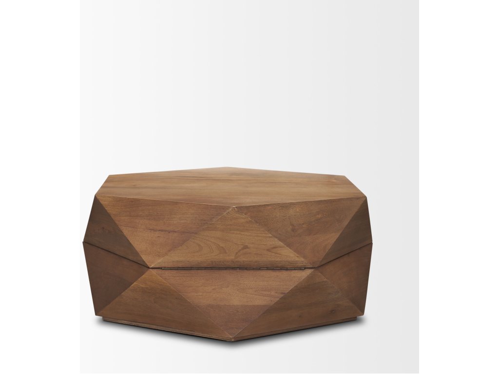 Hexagonal Hinged Solid Wood Top and Base Coffee Table - image 6