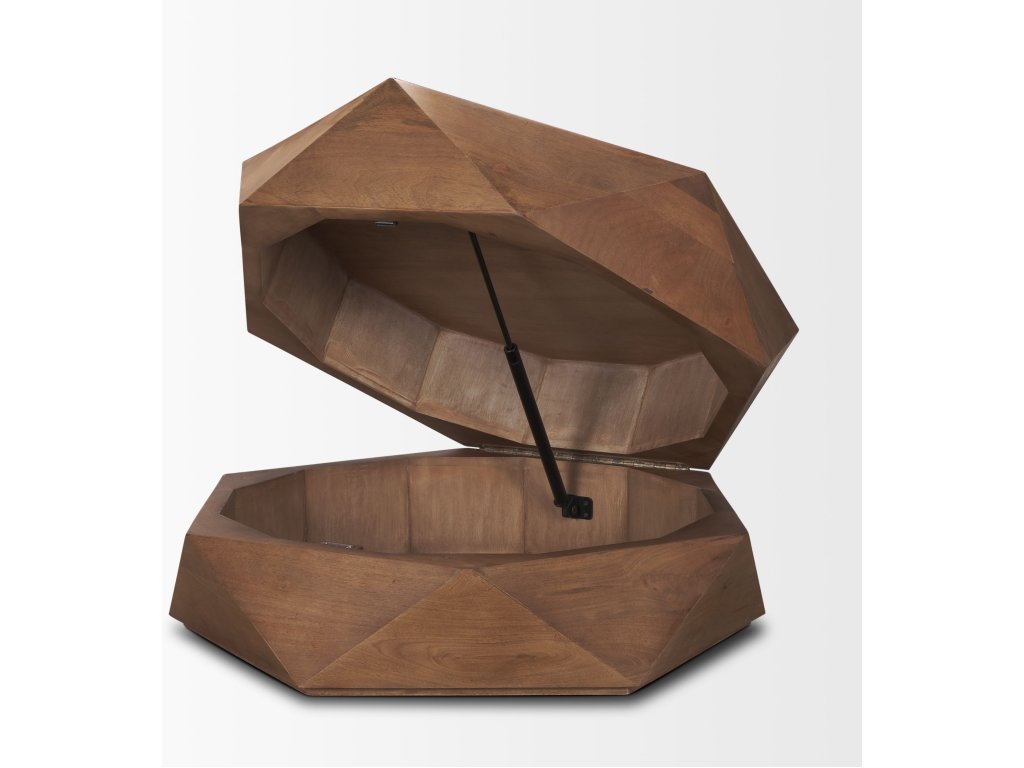Hexagonal Hinged Solid Wood Top and Base Coffee Table - image 7