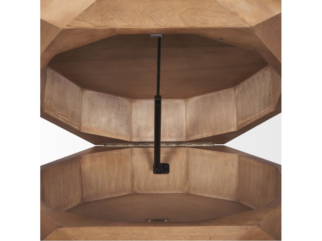 Hexagonal Hinged Solid Wood Top and Base Coffee Table - image 11
