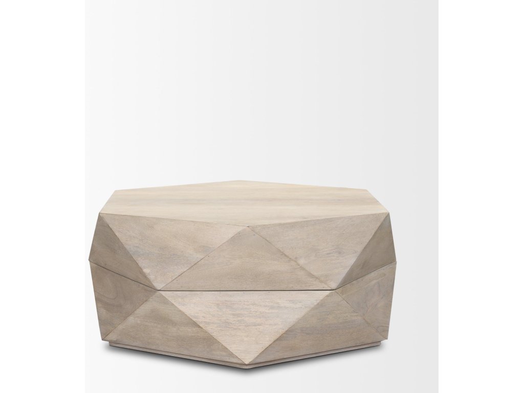 Hexagonal Hinged Solid Wood Top and Base Coffee Table - image 4