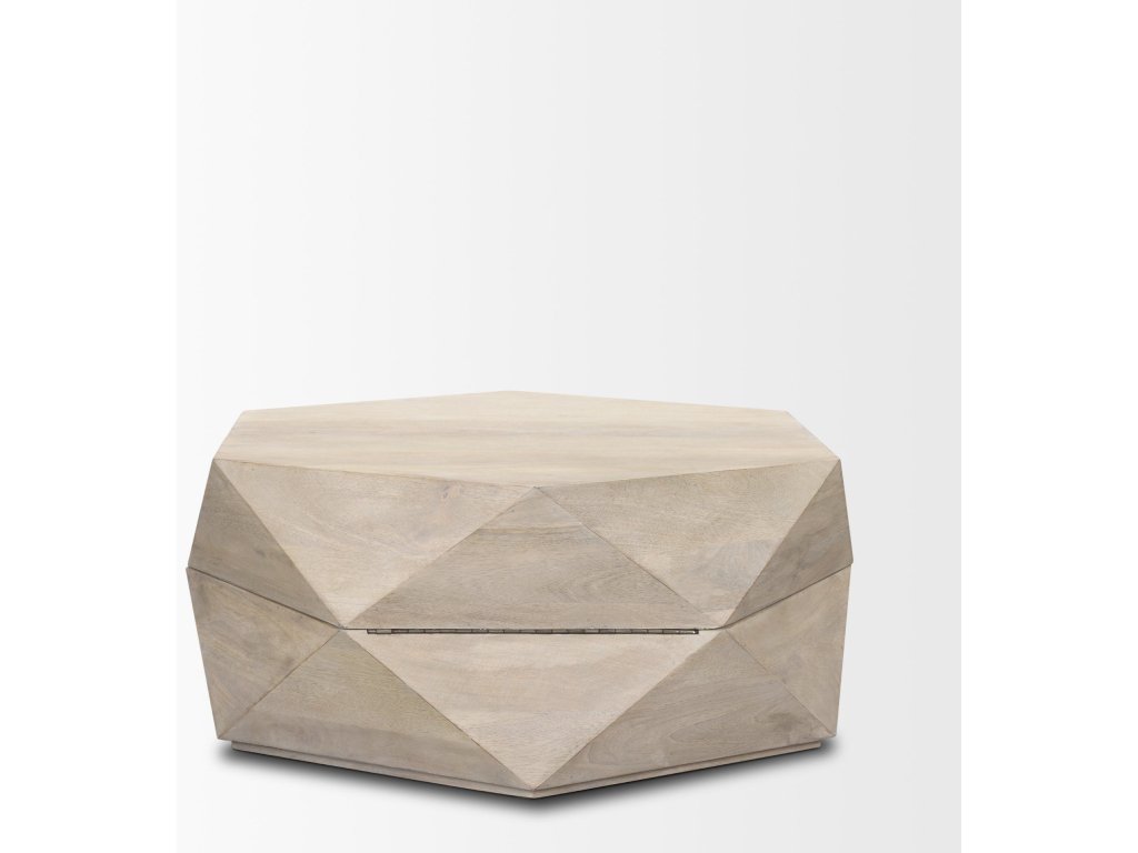 Hexagonal Hinged Solid Wood Top and Base Coffee Table - image 6