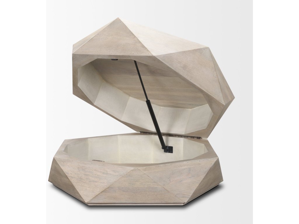 Hexagonal Hinged Solid Wood Top and Base Coffee Table - image 7