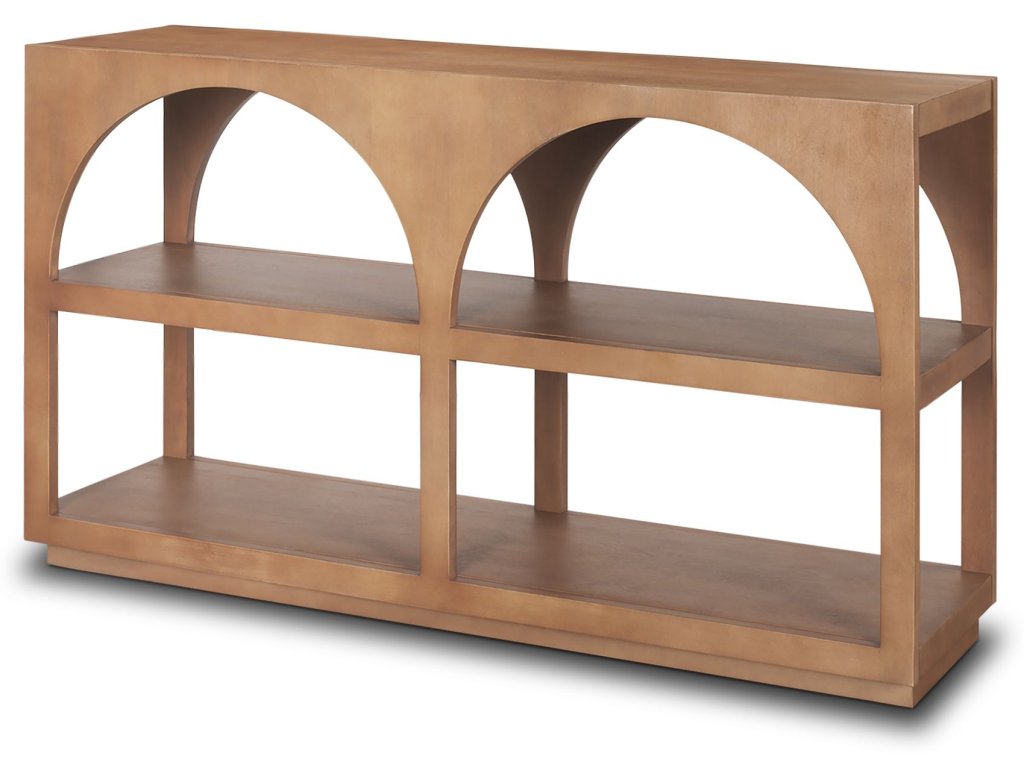 Small Arched Console Table Medium Brown Wood - main image