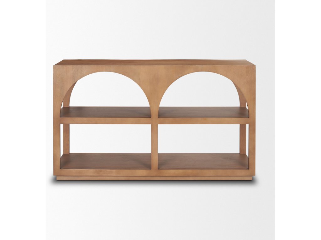 Small Arched Console Table Medium Brown Wood - image 2