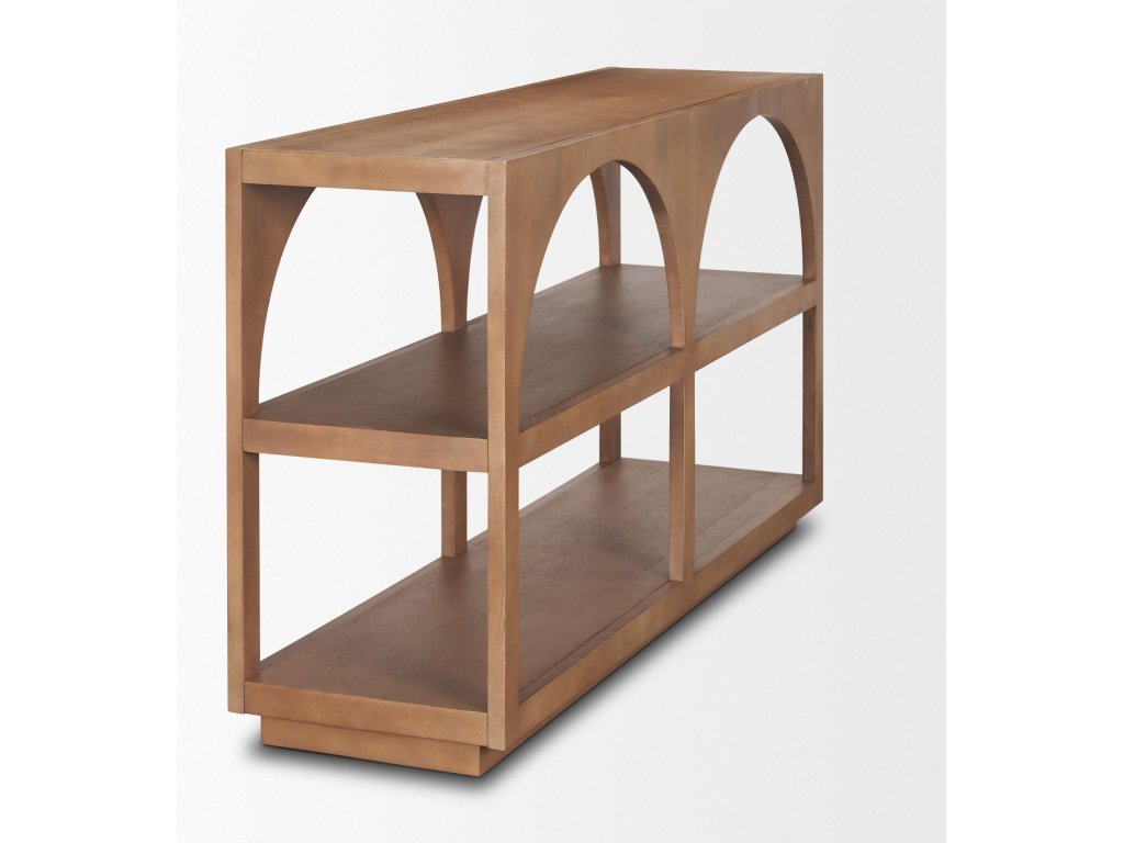 Small Arched Console Table Medium Brown Wood - image 4