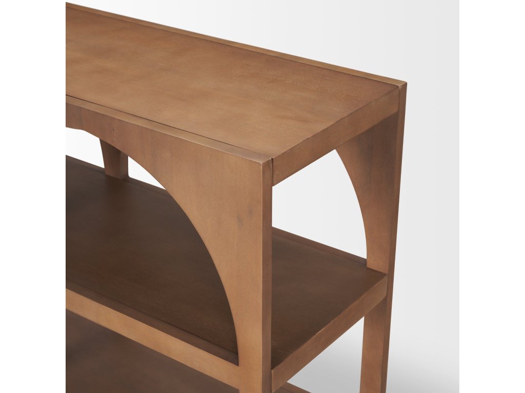 Small Arched Console Table Medium Brown Wood - image 5