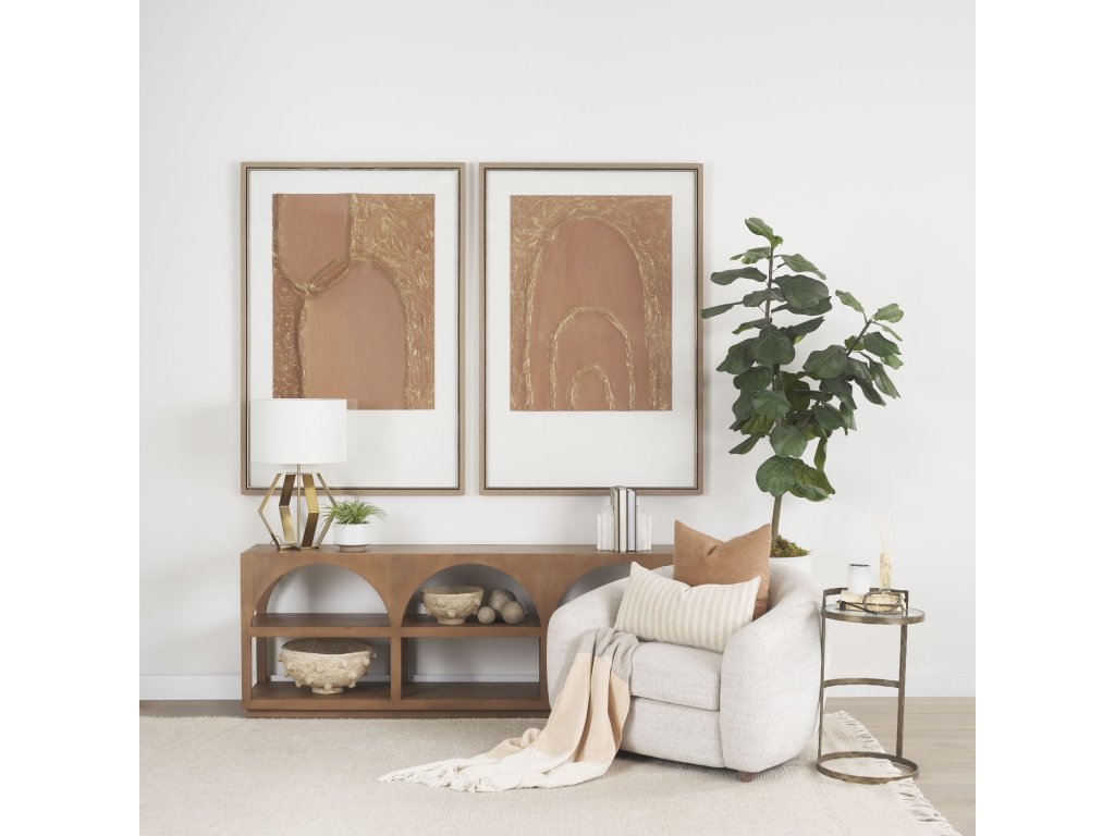 Large Arched Console Table Medium Brown Wood - image 1