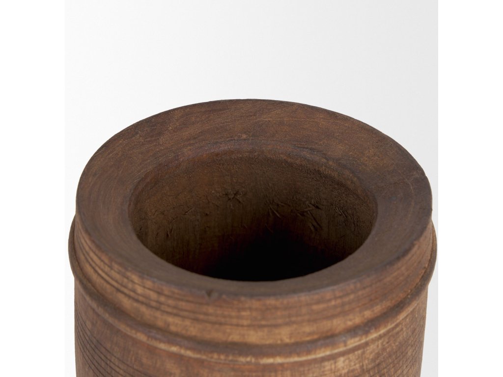 Small Medium Brown Reclaimed Wooden Pot - image 2