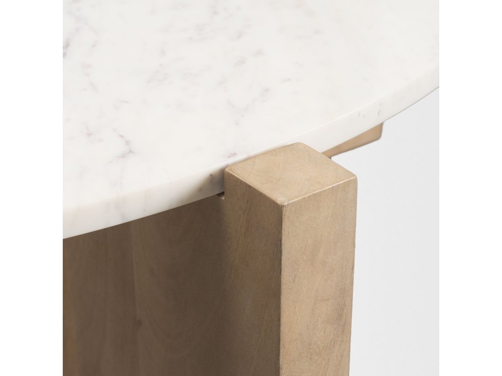 Light Brown Wood w/ Round Marble Top Coffee Table - image 7
