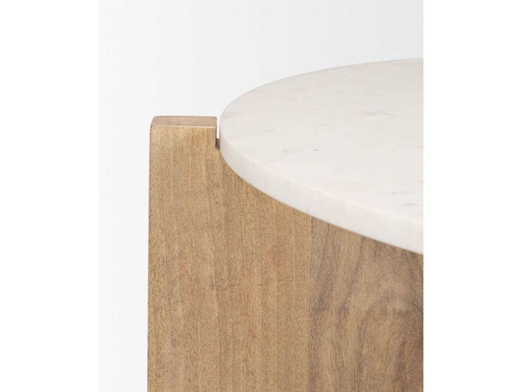 Light Brown Wood w/ Round Marble Top Coffee Table - image 9