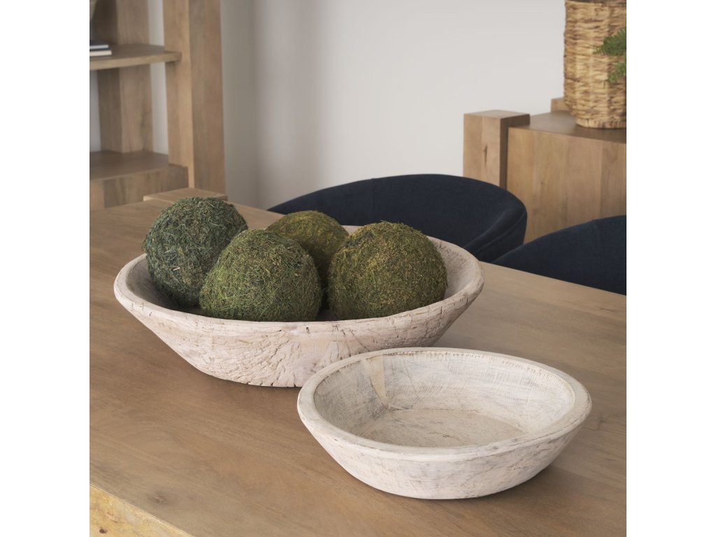 Set of 2 Large Light-Wash Reclaimed Wood Bowls - image 2