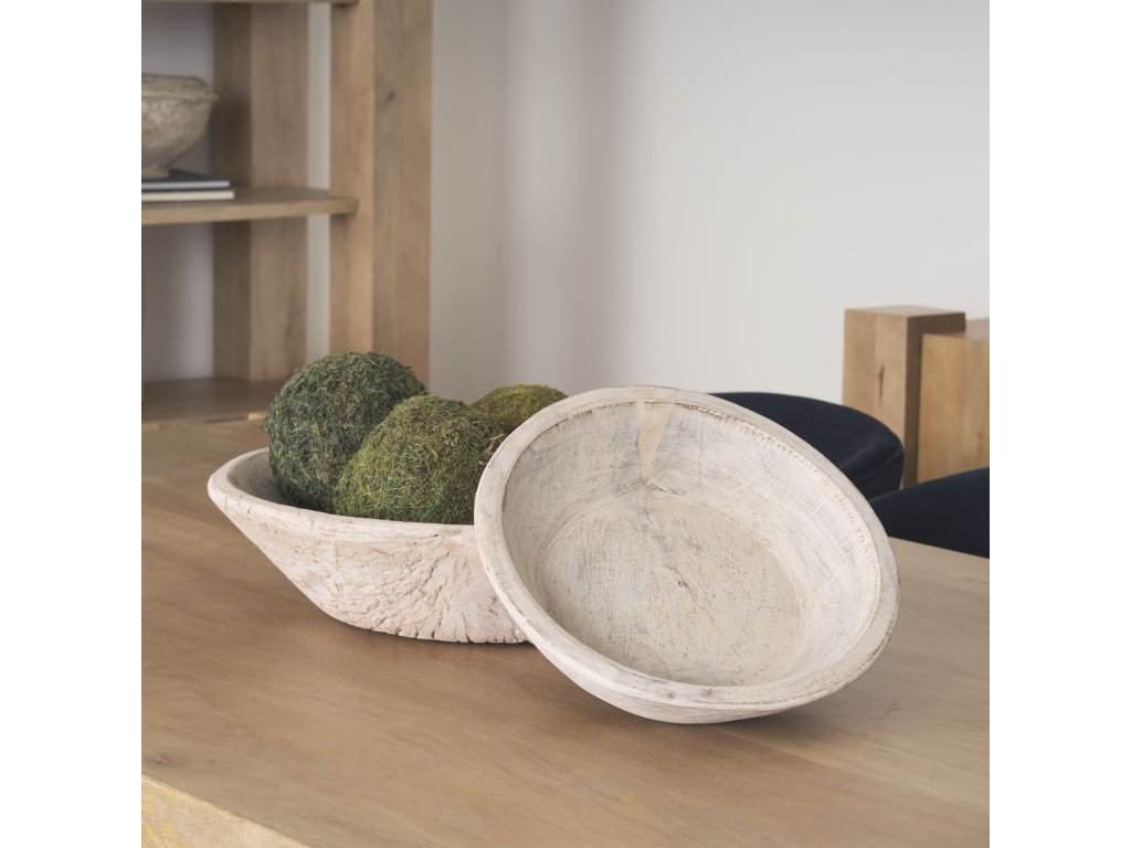 Set of 2 Large Light-Wash Reclaimed Wood Bowls - image 3
