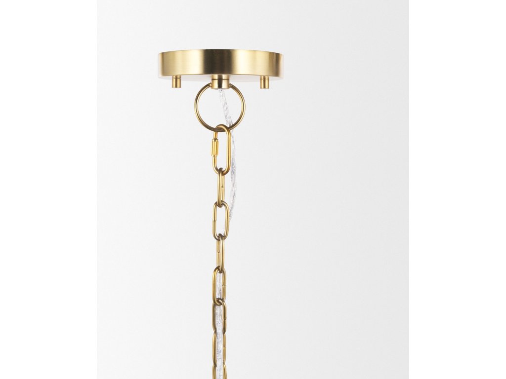 Tall Clear Blown Glass w/ Gold Metal Pendant Light - image 2