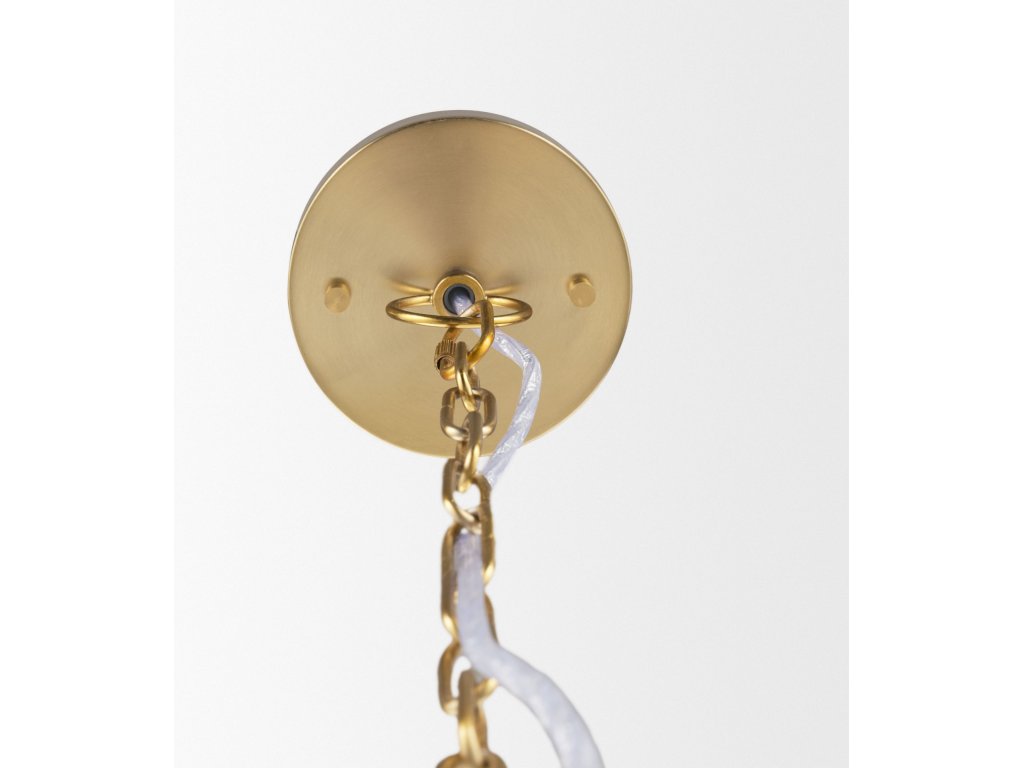 Tall Clear Blown Glass w/ Gold Metal Pendant Light - image 3