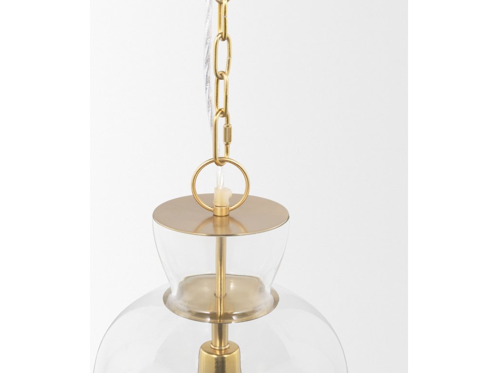 Tall Clear Blown Glass w/ Gold Metal Pendant Light - image 4
