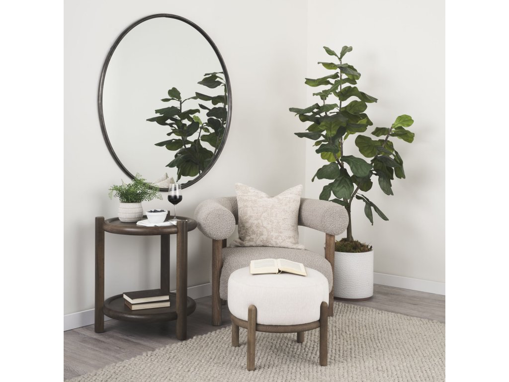 47.2L x 1.0W x 47.2H Large Black Metal Round Wall Mirror - image 3