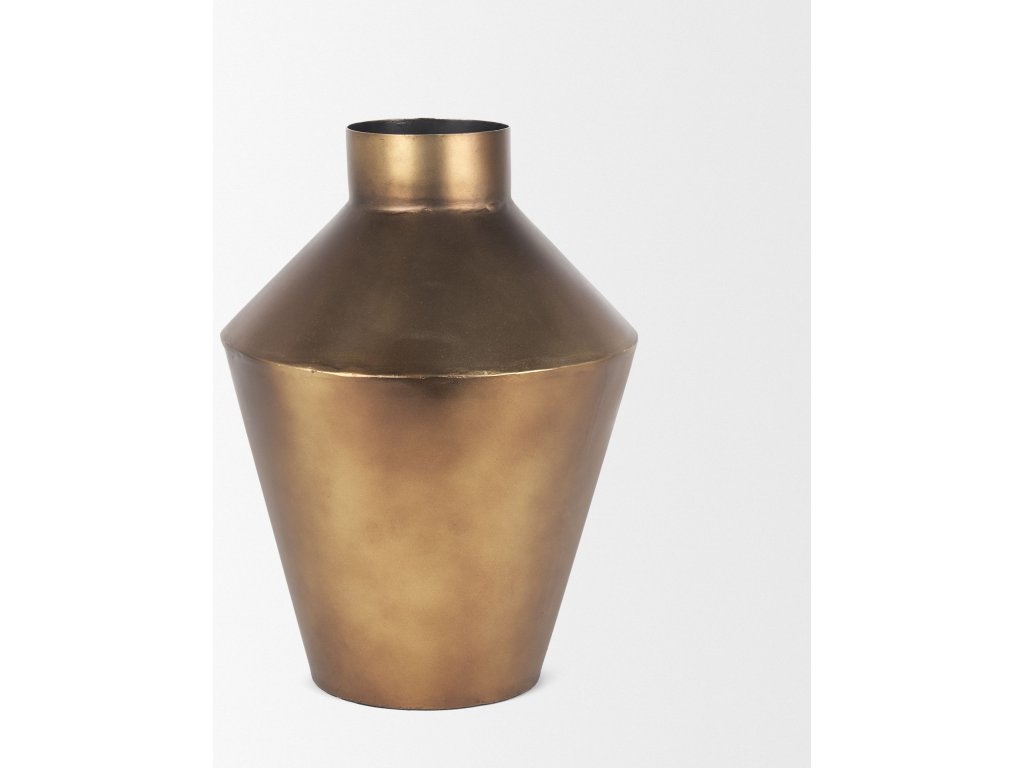 Small Brushed Gold Metal Decorative Vase - image 5