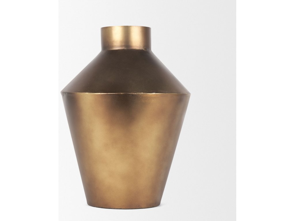 Small Brushed Gold Metal Decorative Vase - image 6