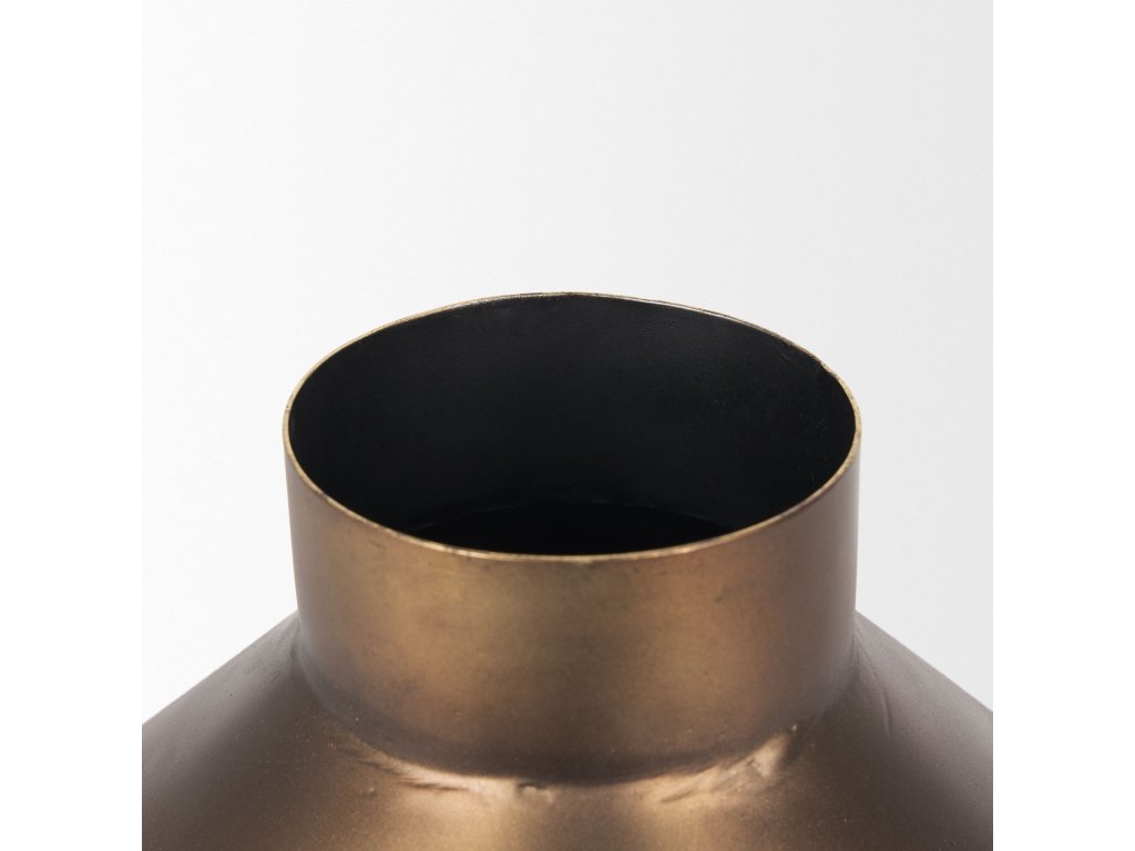 Small Brushed Gold Metal Decorative Vase - image 7