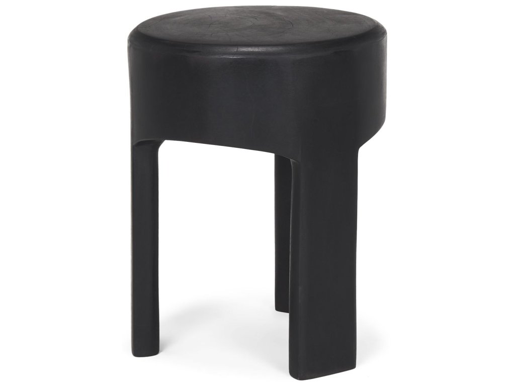 Solid Black Wooden Stool - main image