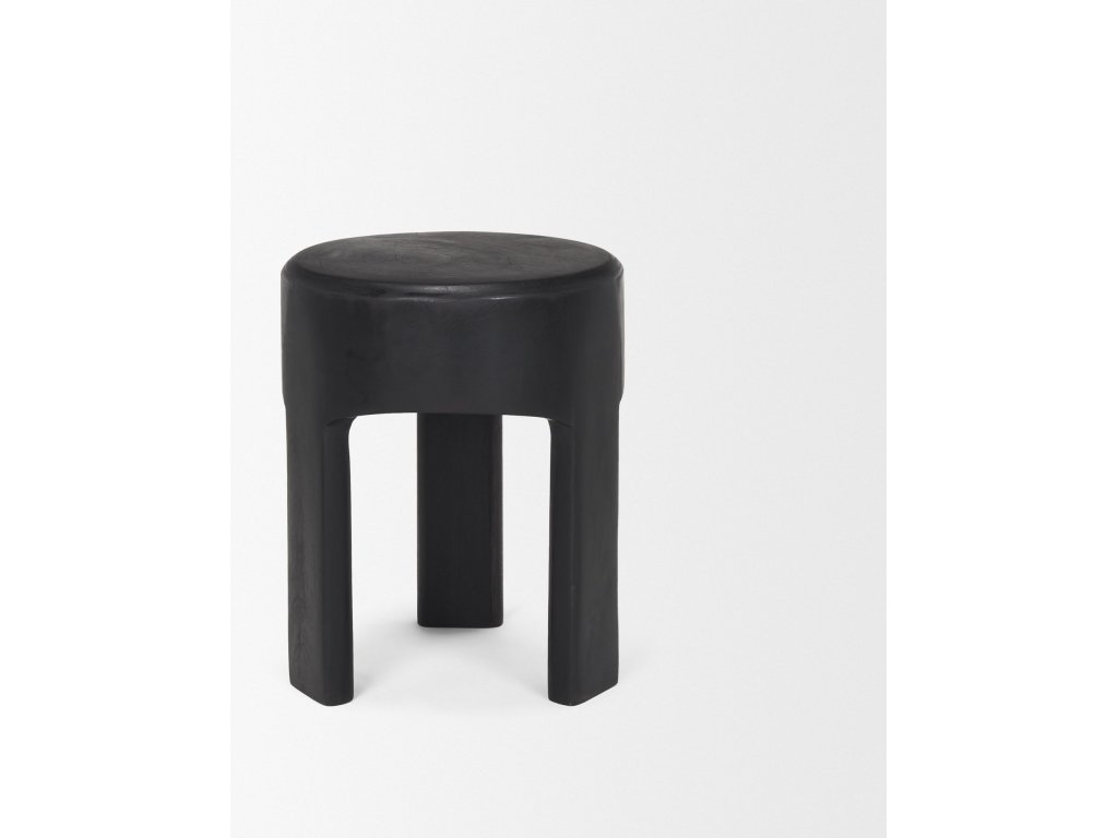 Solid Black Wooden Stool - image 4