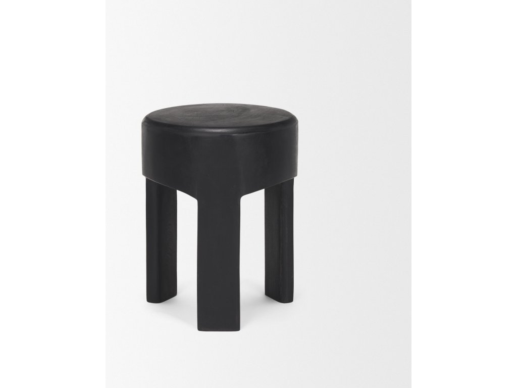 Solid Black Wooden Stool - image 5
