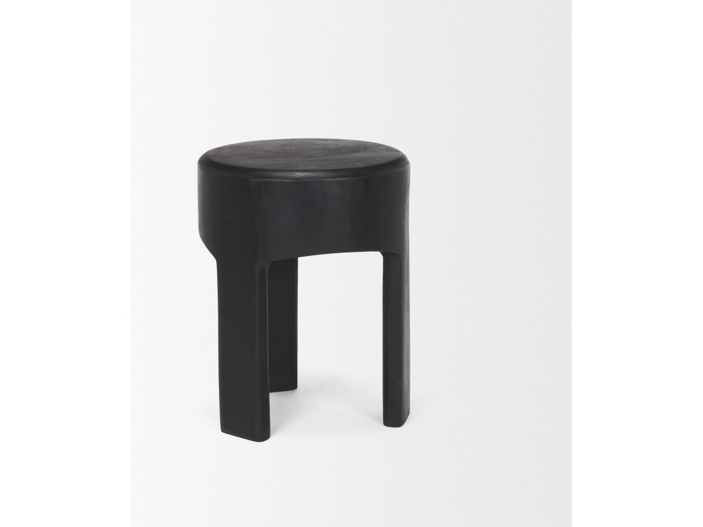 Solid Black Wooden Stool - image 6