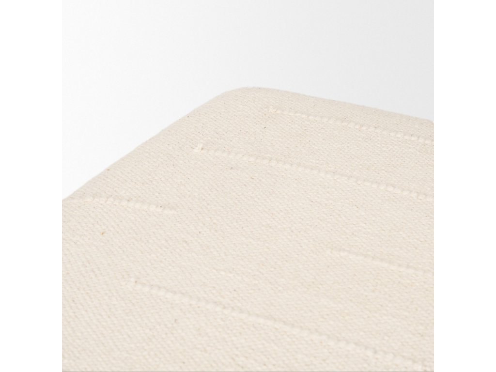 Brown Wood w/ Oatmeal Fabric Ottoman - image 6