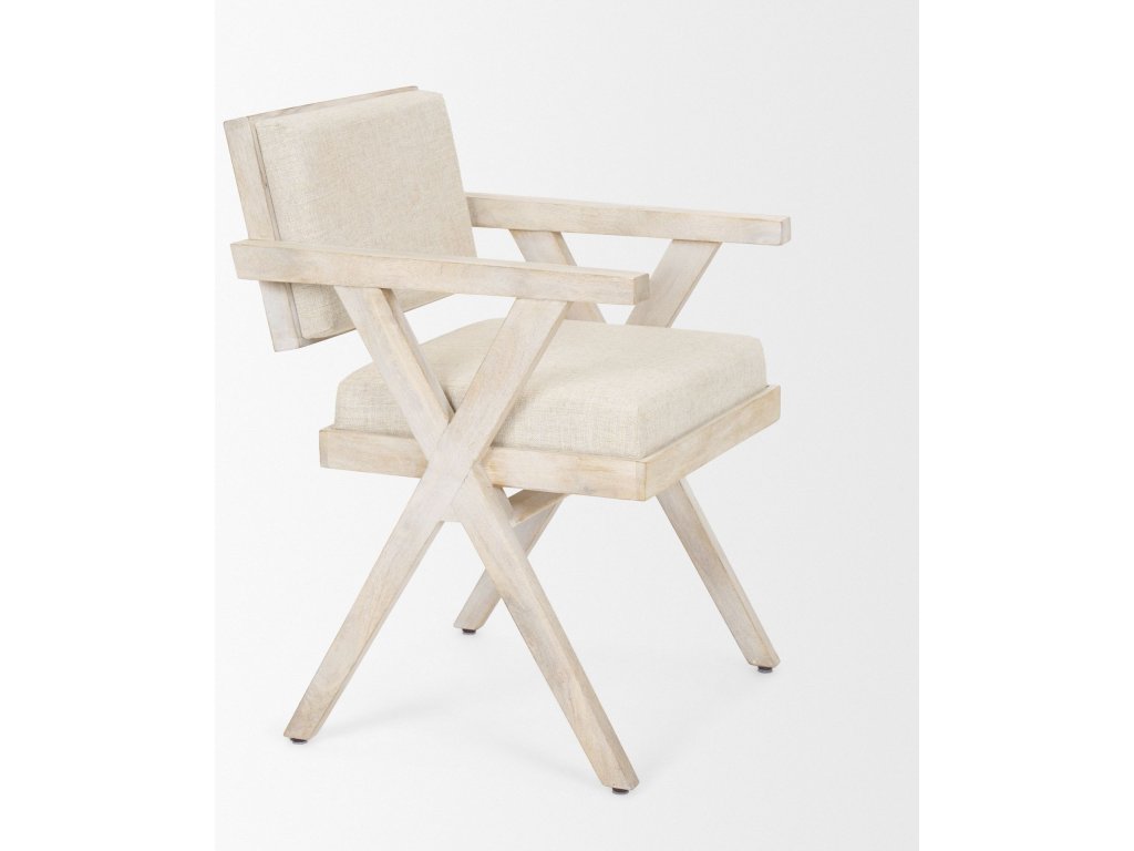 I Cream Fabric Wrap Blonde Wooden Frame Dining Chair - image 7