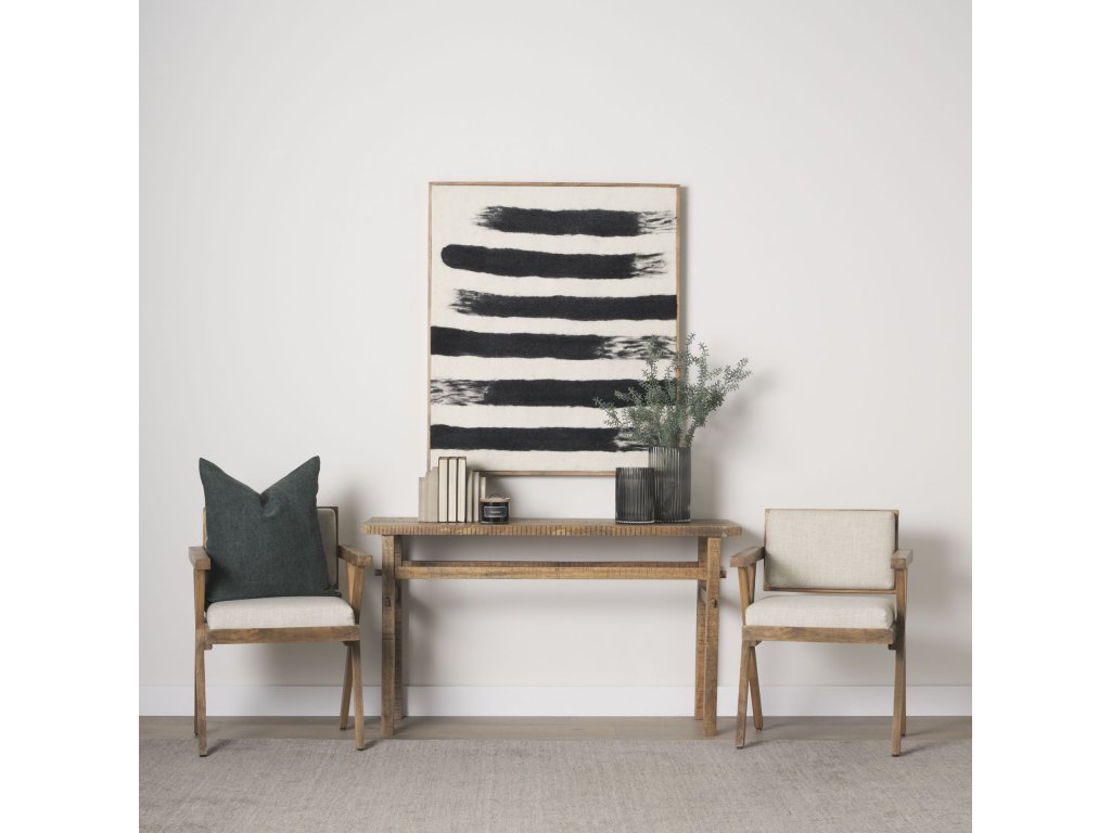 I Cream Fabric Wrap Medium Brown Wooden Frame Dining Chair - image 1