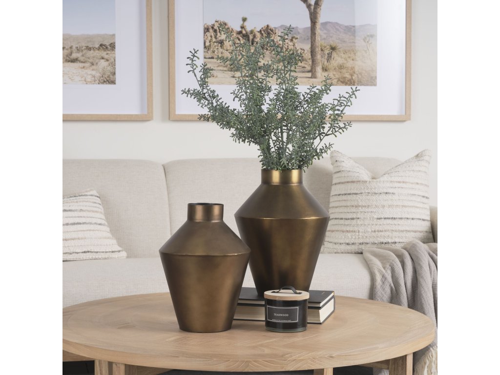 Small Brushed Gold Metal Decorative Vase - image 2