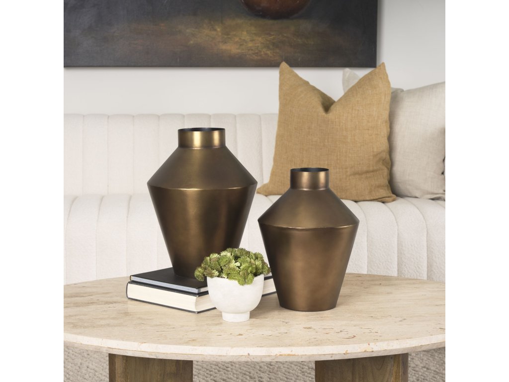 Small Brushed Gold Metal Decorative Vase - image 3
