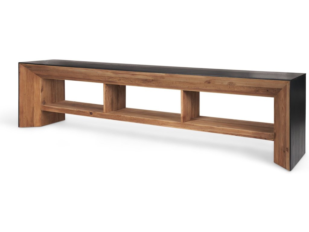 Natural Wood w/ Black Oak Waterfall Media Coffee Table - main image