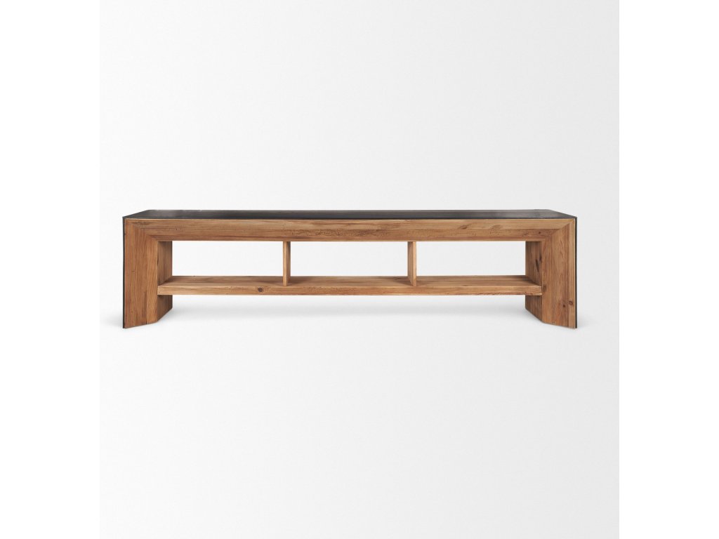 Natural Wood w/ Black Oak Waterfall Media Coffee Table - image 4