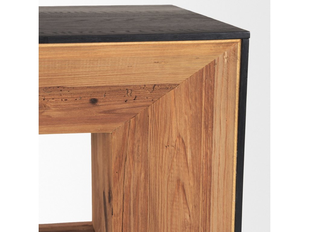 Natural Wood w/ Black Oak Waterfall Media Coffee Table - image 9