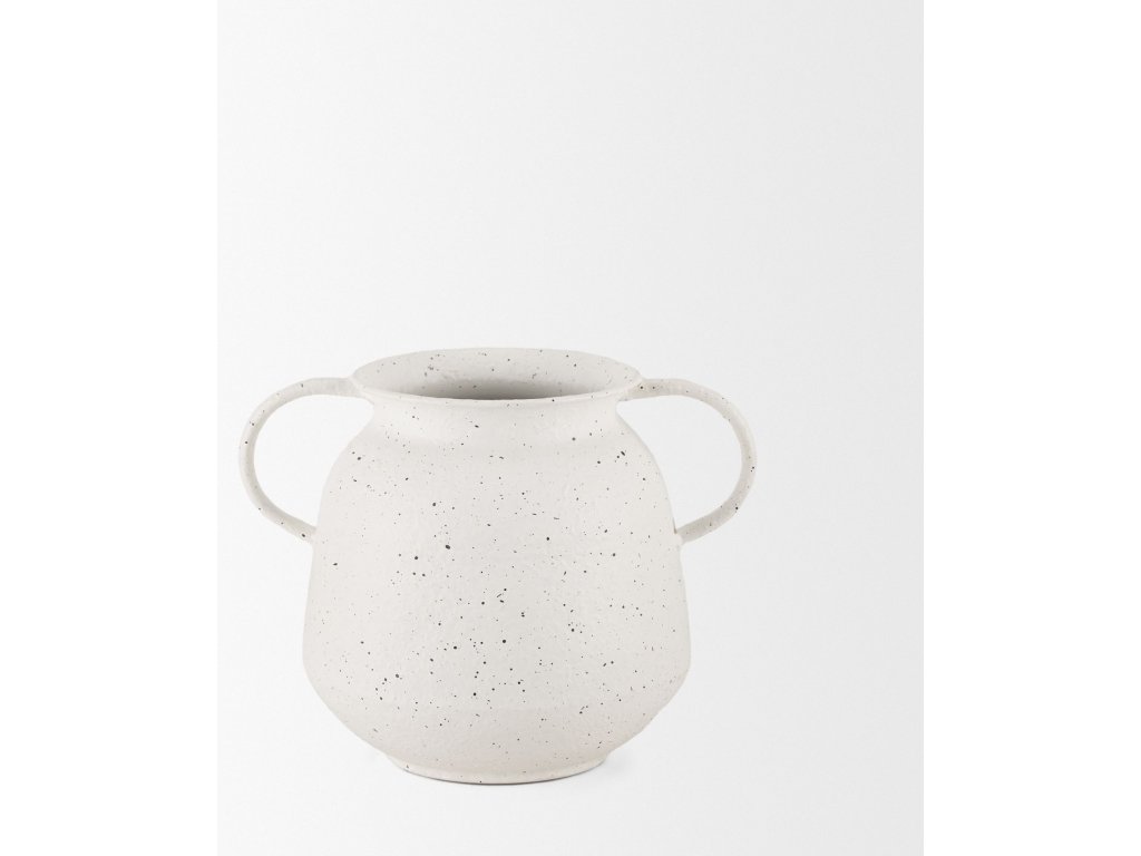 Small White w/ Black Speckles Metal Vase - image 4