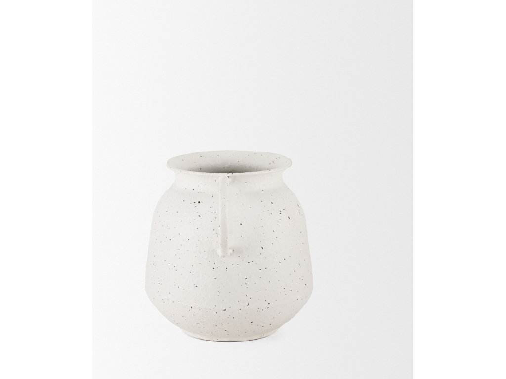 Small White w/ Black Speckles Metal Vase - image 5