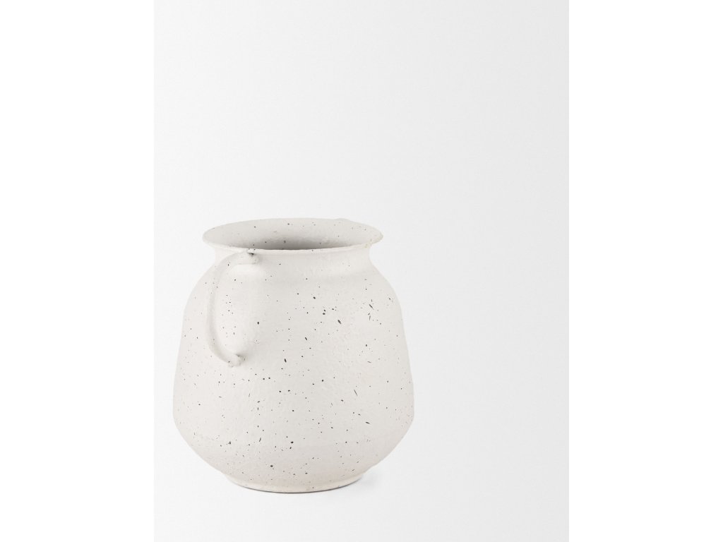 Small White w/ Black Speckles Metal Vase - image 6
