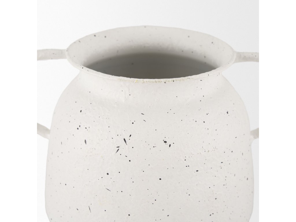 Small White w/ Black Speckles Metal Vase - image 7