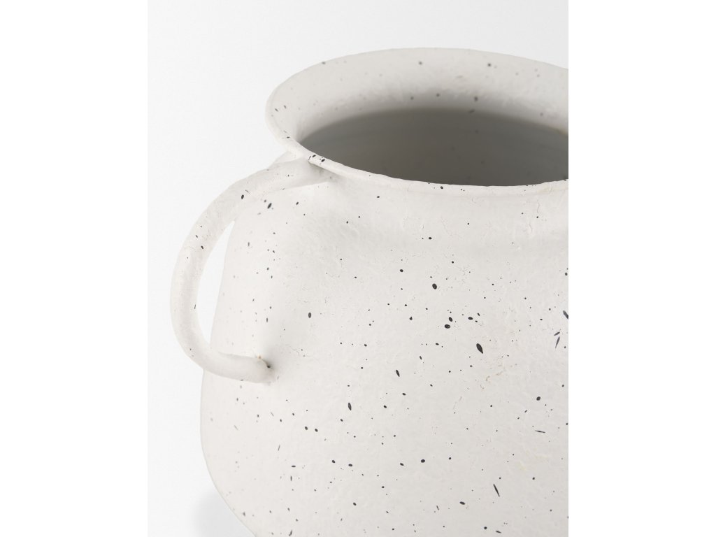Small White w/ Black Speckles Metal Vase - image 8