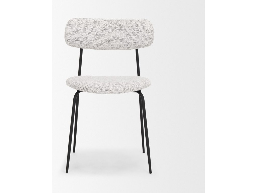 Matte Black Metal w/ Gray Fabric Dining Chair - image 2