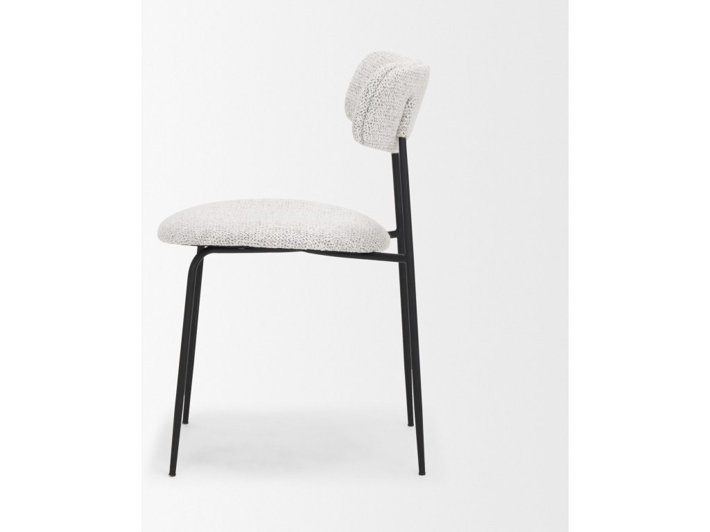 Matte Black Metal w/ Gray Fabric Dining Chair - image 3