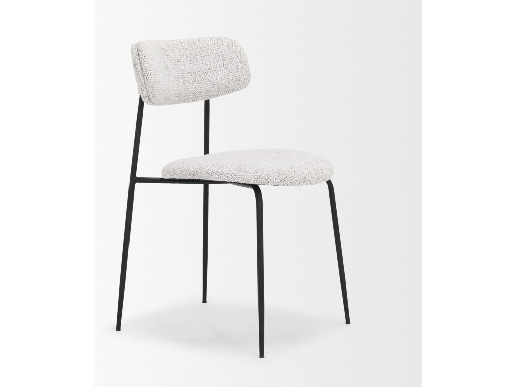 Matte Black Metal w/ Gray Fabric Dining Chair - image 6