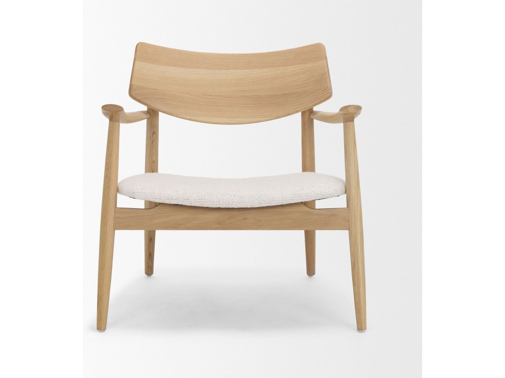 Light Brown Oak Wood w/ Cream Fabric Accent Chair - image 2