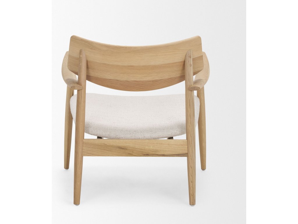 Light Brown Oak Wood w/ Cream Fabric Accent Chair - image 4