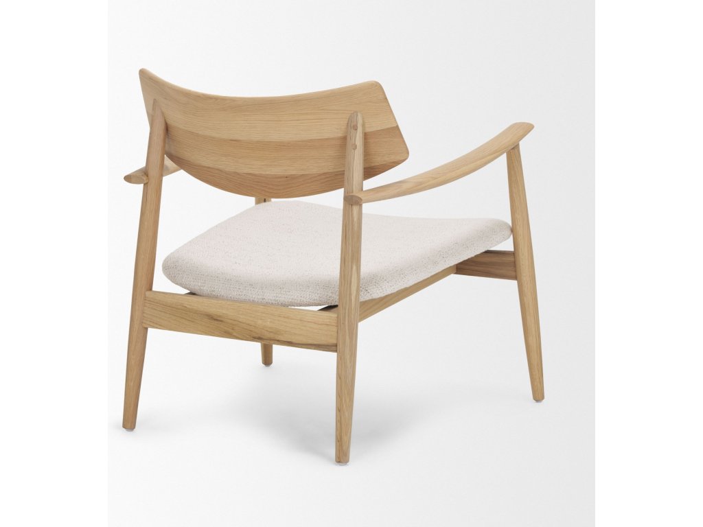 Light Brown Oak Wood w/ Cream Fabric Accent Chair - image 5